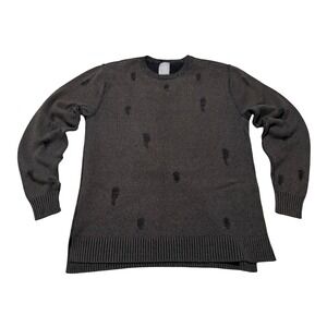 A-FRAME Men's Distressed Grunge Knit Sweater Faded Brown Size XL 22 x 30